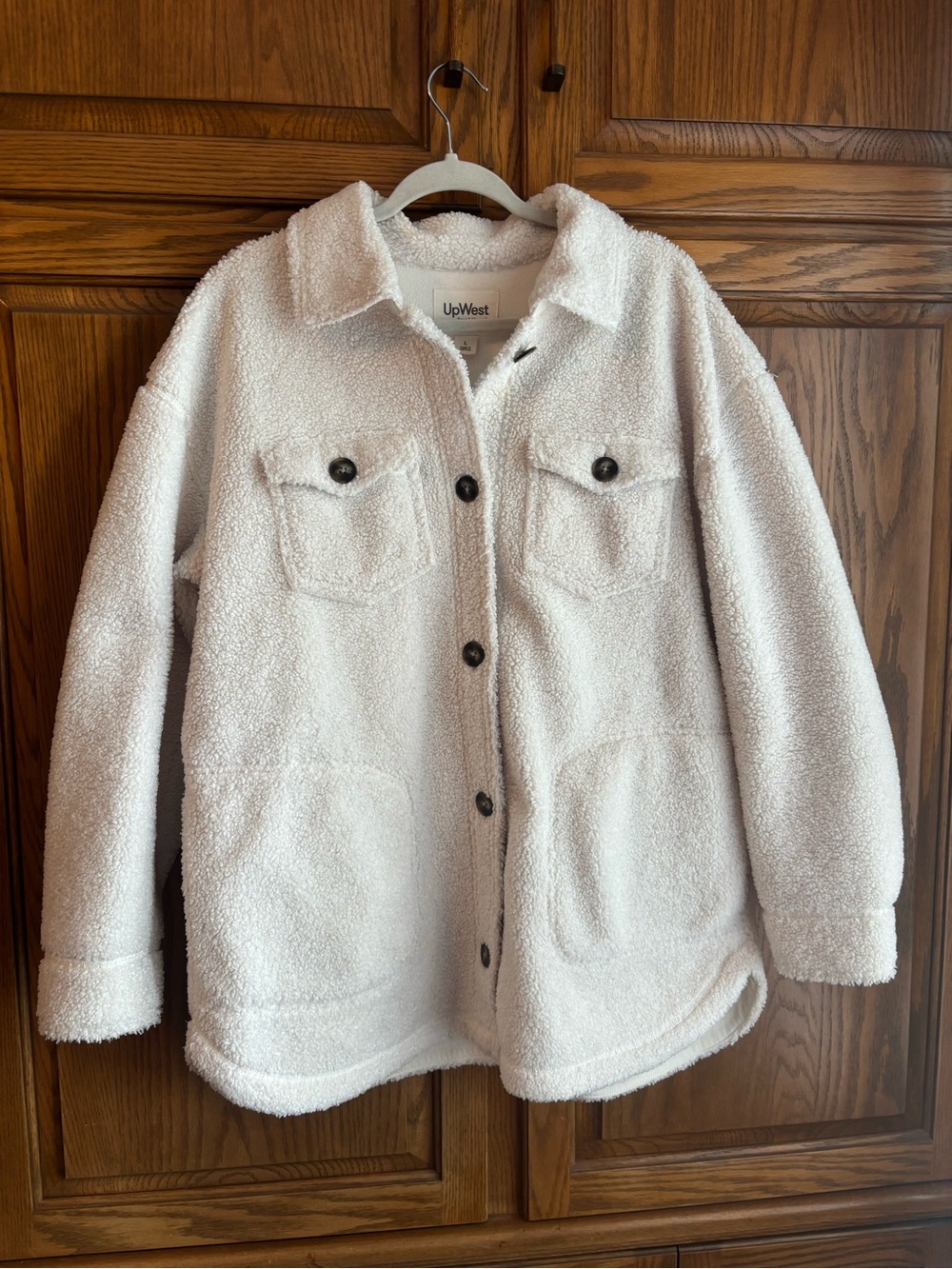 UpWest Cream Sherpa Button-Up Shacket